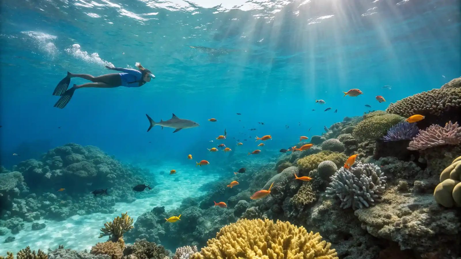 Schooling fish over a wall in the Banda Sea