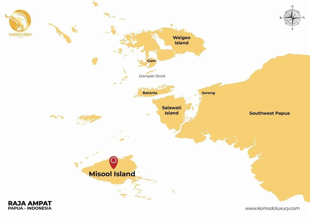 Map showing Misool in the south of the Raja Ampat archipelago