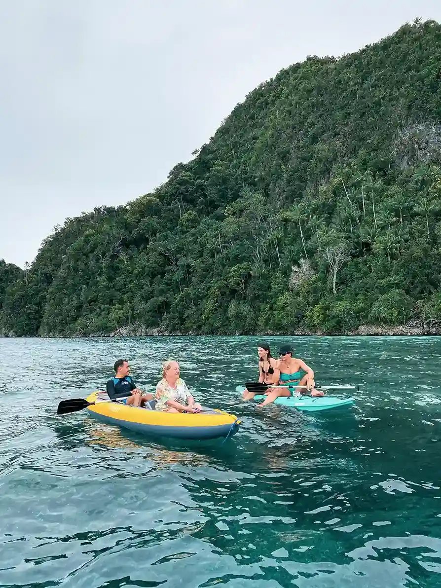 Kayaking between limestone islets in Misool