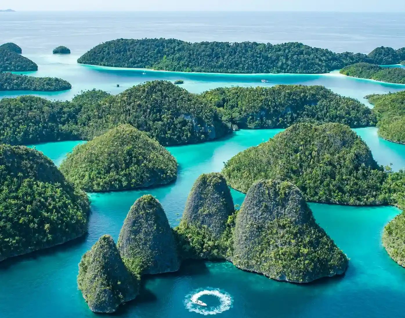 The karst islands of Wayag in northern Raja Ampat from the air