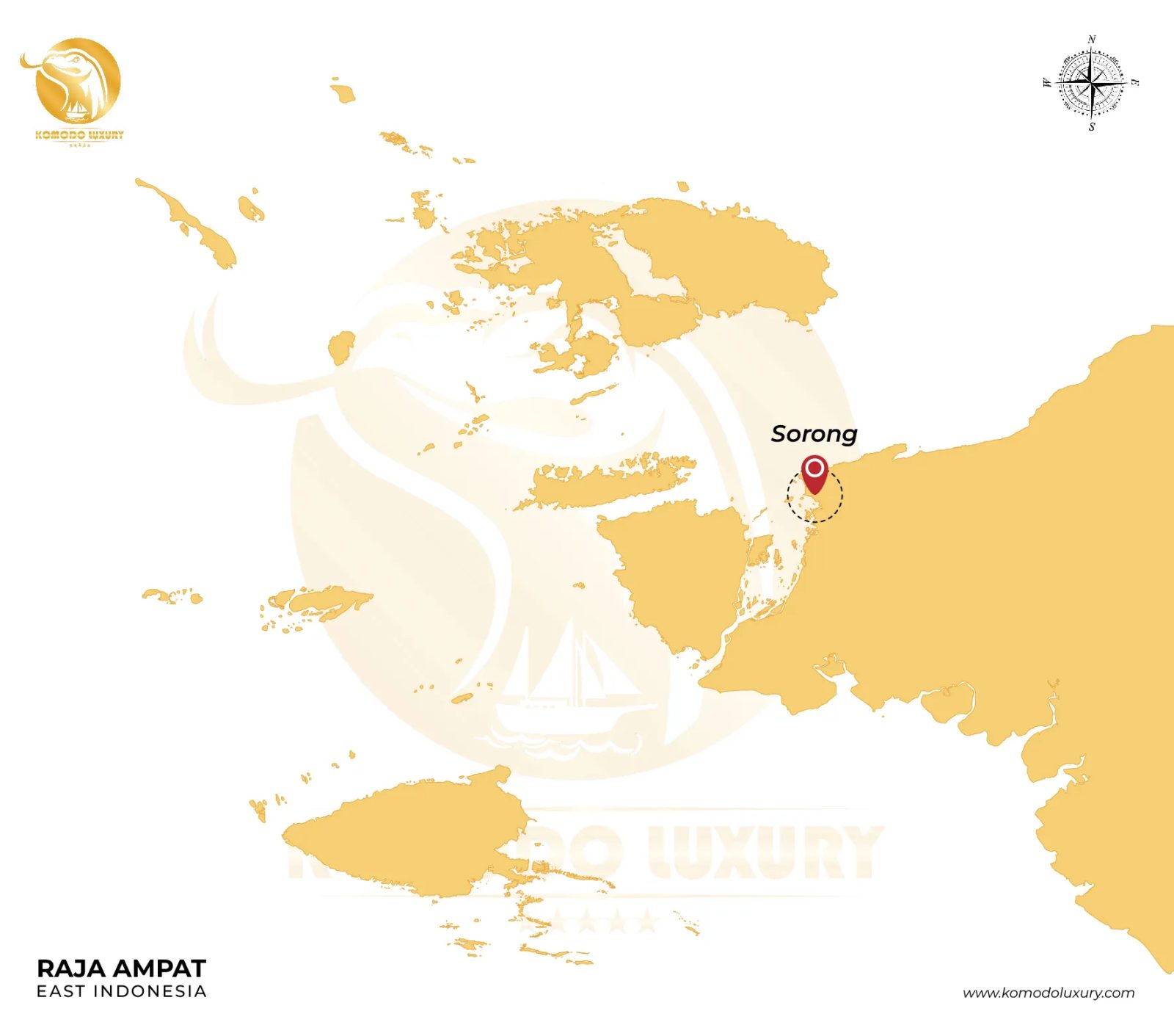 Map of the sea crossing from Sorong to Waisai and the Dampier Strait