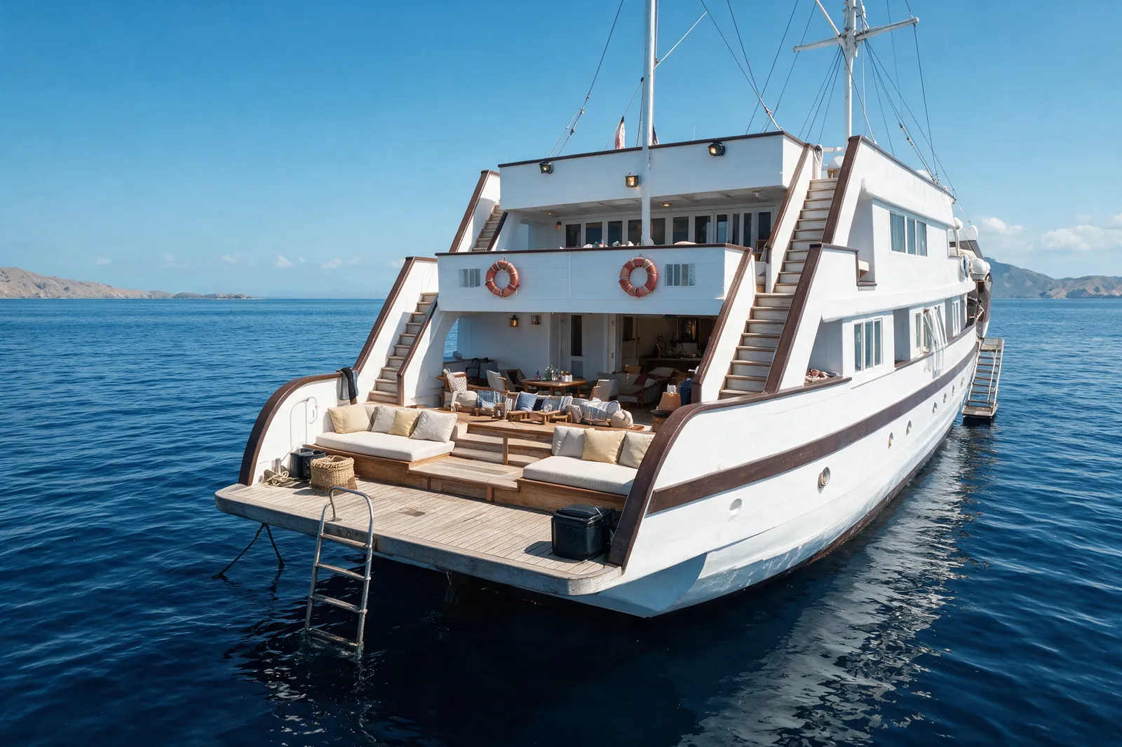 Stern chill area and swim deck of LASHA cruise