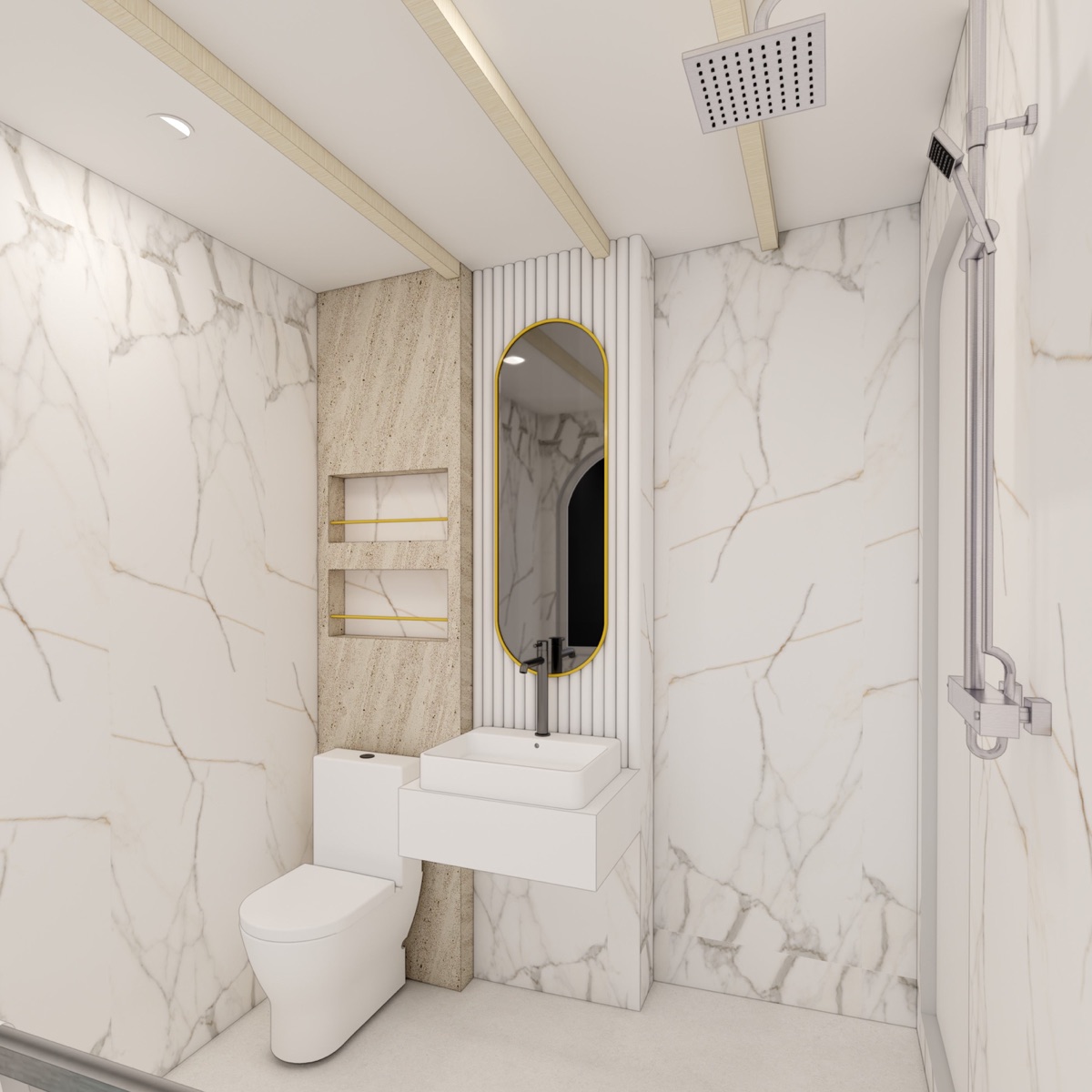 Marble-framed jacuzzi bathtub filled for an evening soak in the LASHA Cruise Master Suite