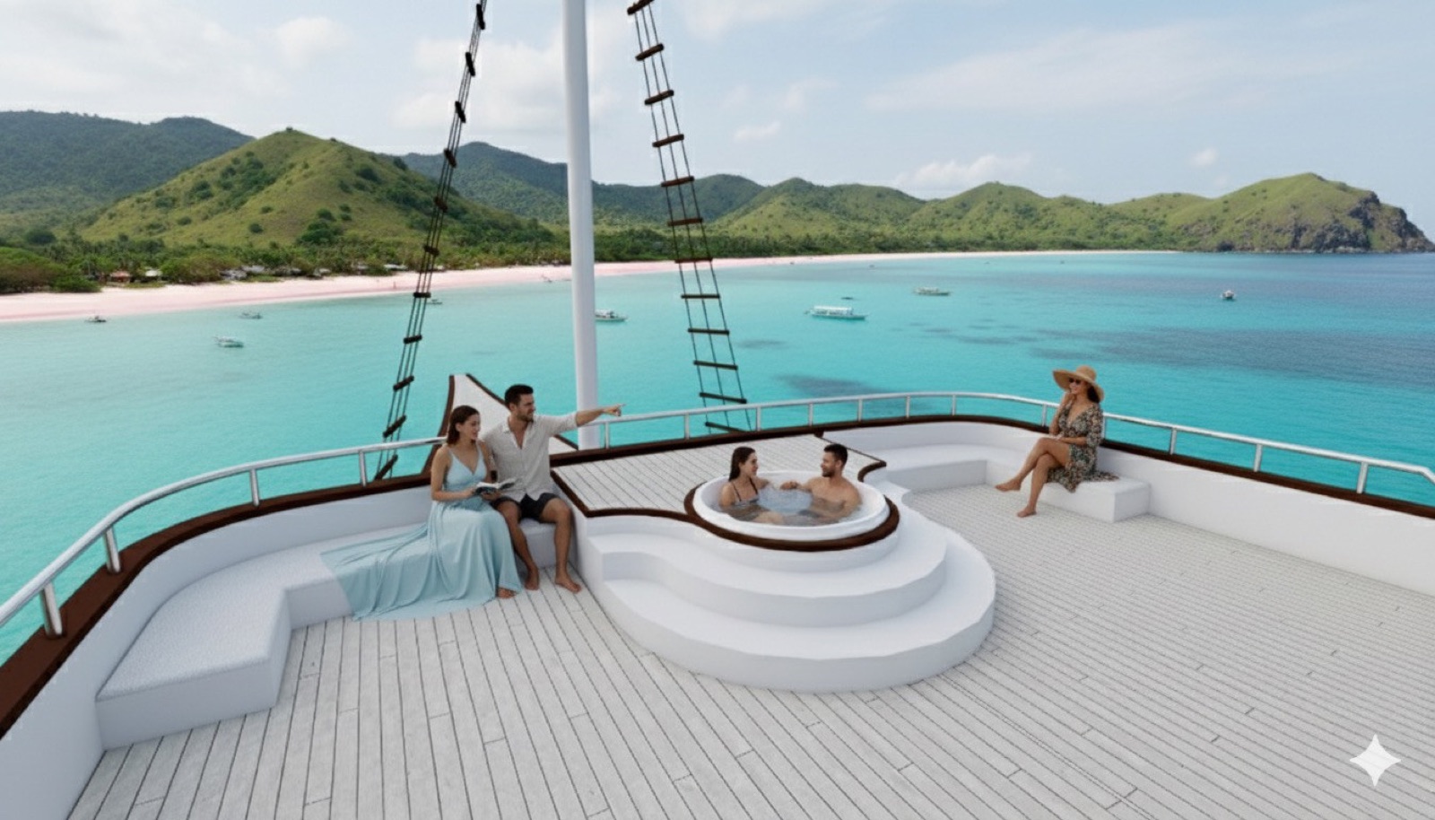 The open-air jacuzzi on the LASHA sun deck